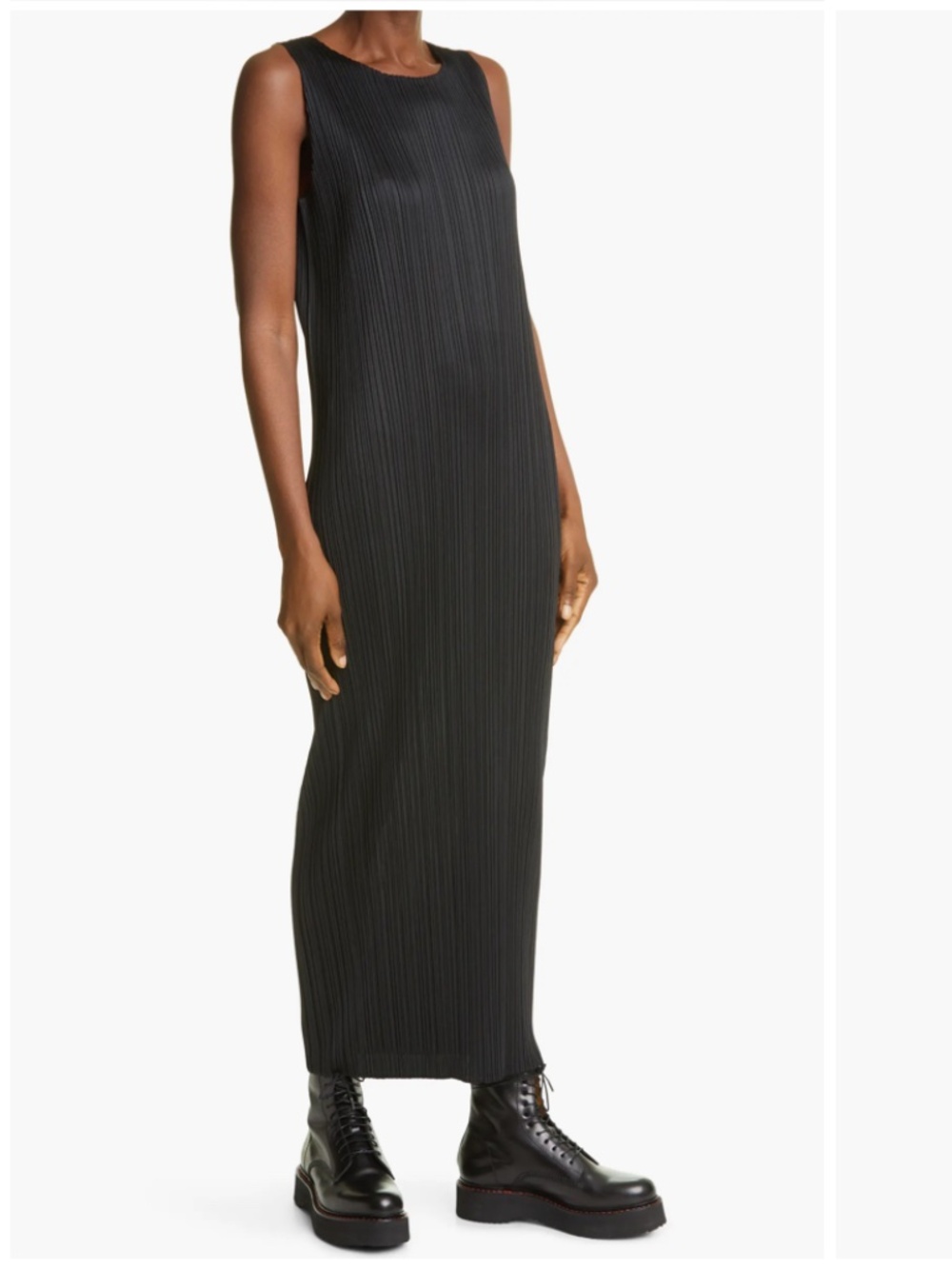PLEATS PLEASE Issey MIYAKE Vintage Midi Dress Black Sz 1 - Picture 7 of 9